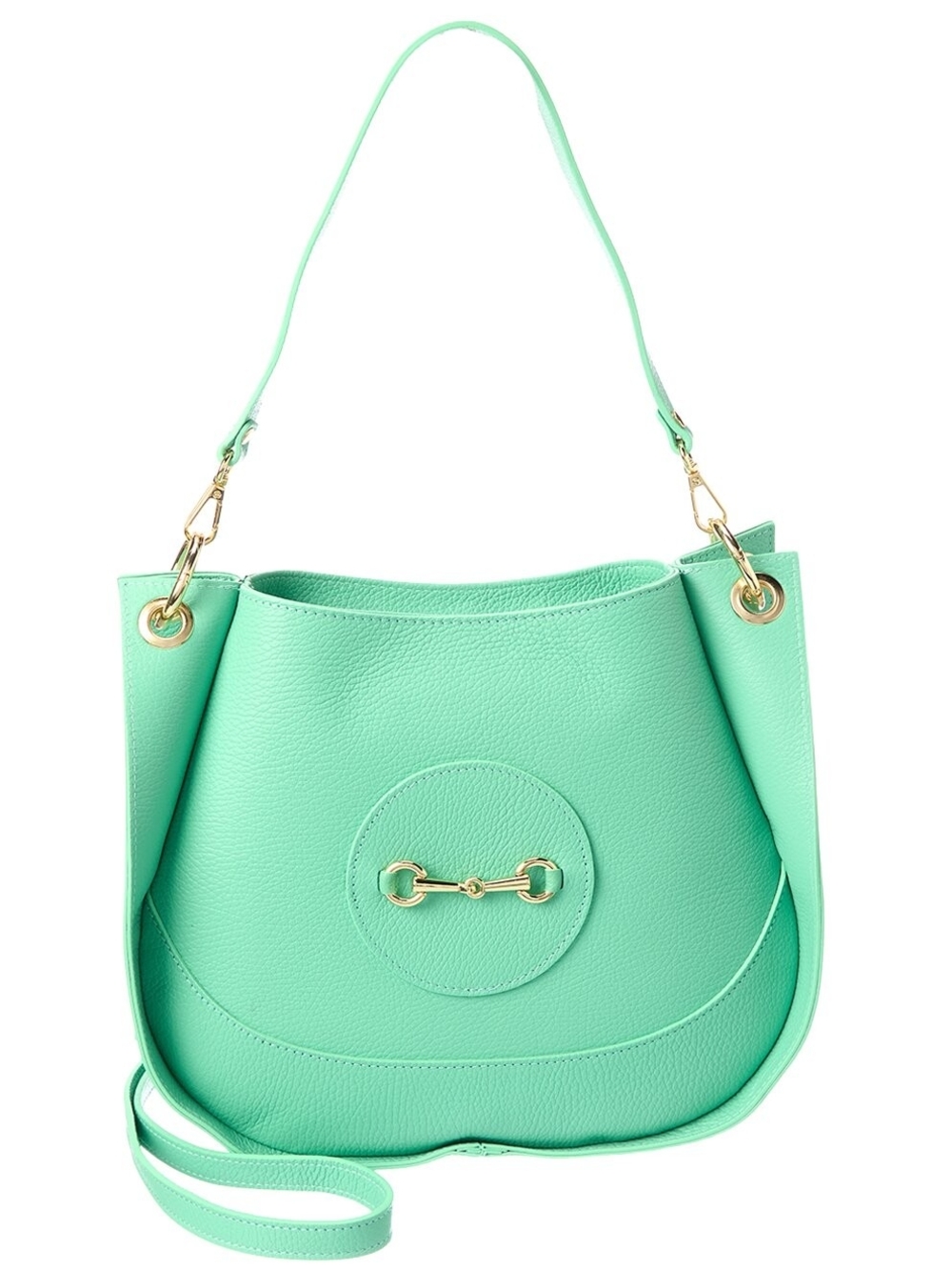 💚Mint Green Leather Shoulder Bag with Gold Hardware